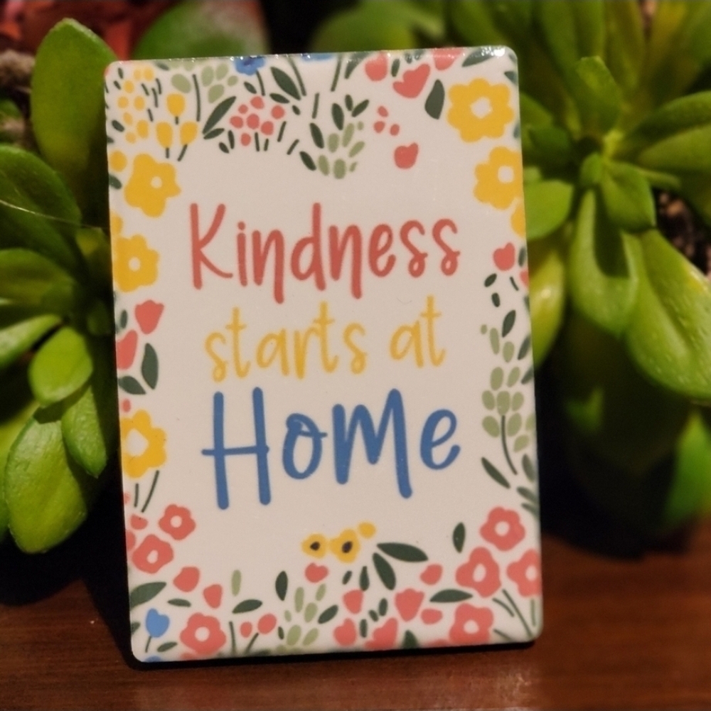 Floral Ceramic Magnet - Kindness Starts at Home